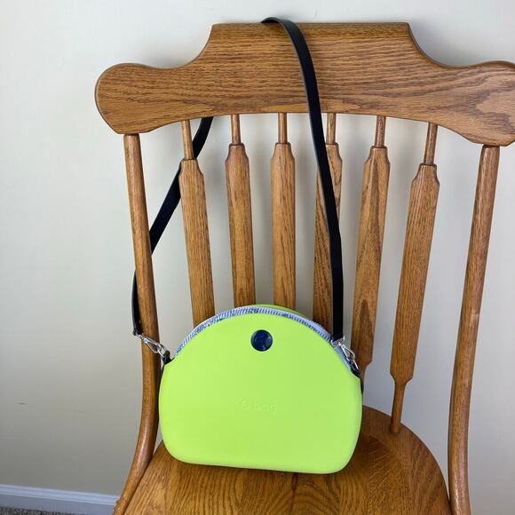 OBag Moon Bag Avocado Green Blue Floral Removable Insert Black Crossbody Strap - Picture 1 of 16